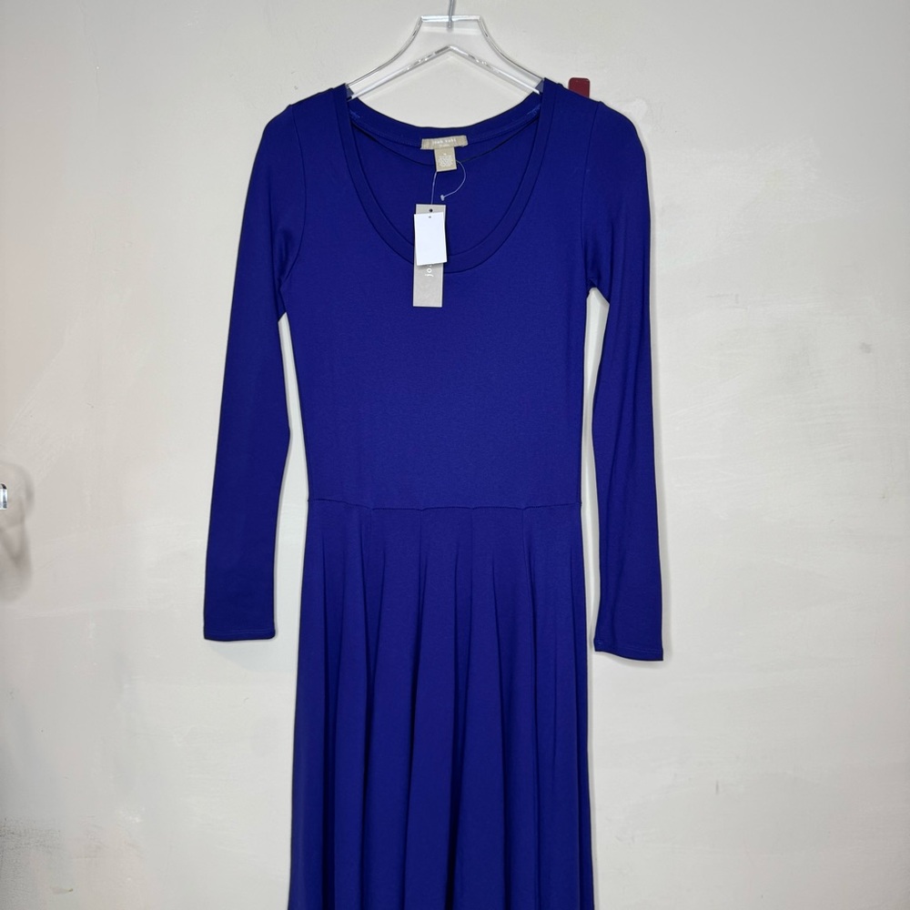 Joan Vass Stretch Jersey Knit Long Sleeve Fit & Flare Midi Dress Size Medium